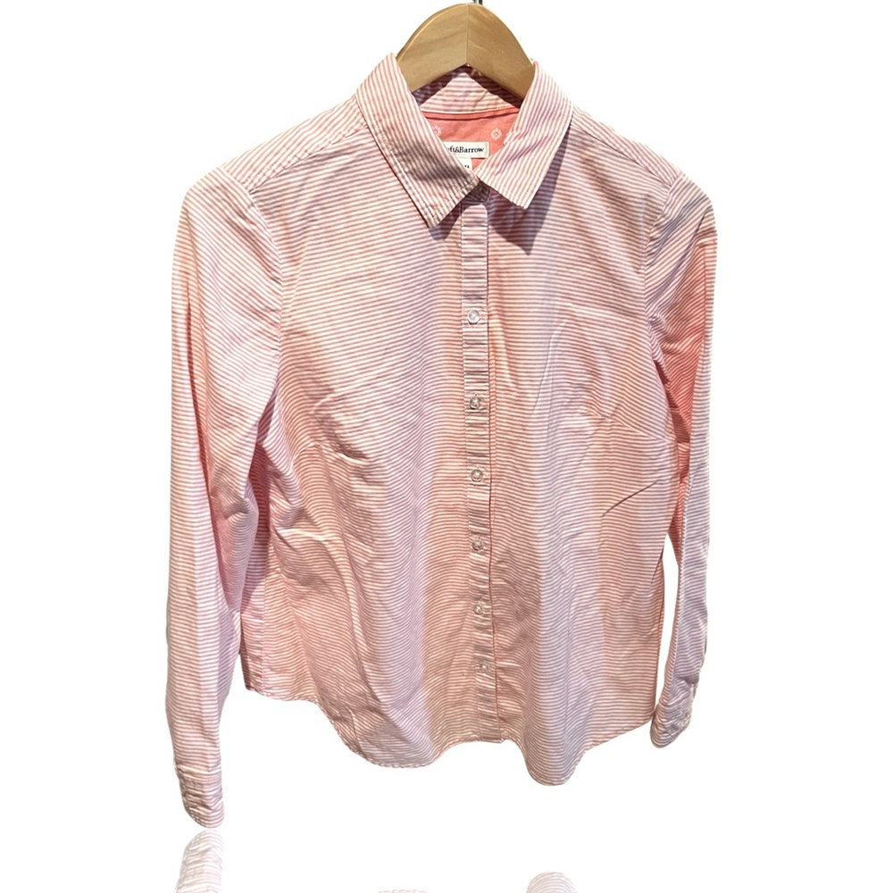 Croft & Borrow pink & white strip Spring button down